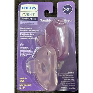PHILIPS AVENT CURVED & HEART SHAPED SOOTHIE PACIFIER 0-3 M‎ MONTHS PINK & PURPLE